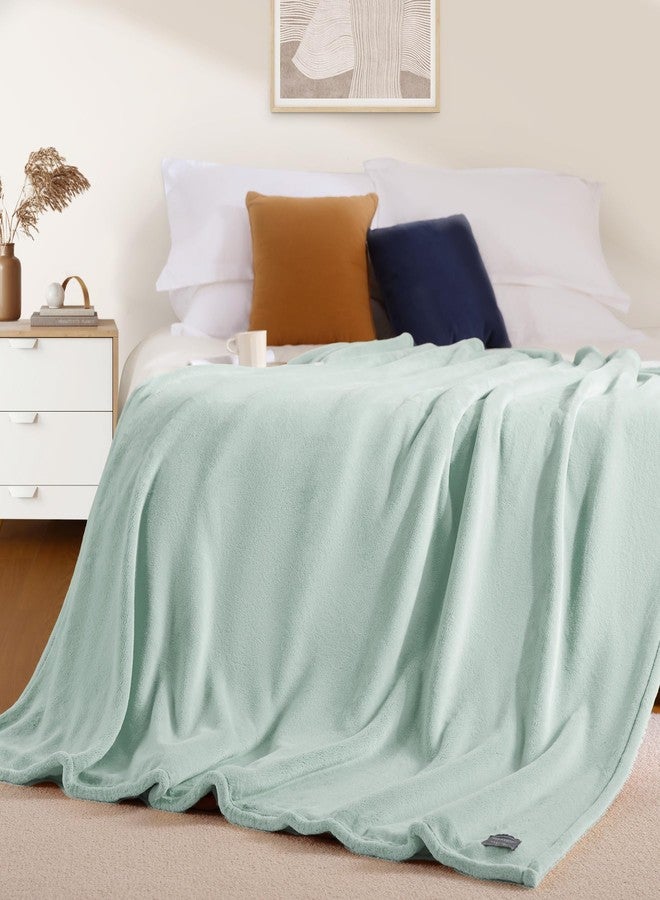 BEAUTEX بطانية صوفية من بيوتكس، مقاس كينج، فائقة النعومة، مصنوعة من الفلانيل، خفيفة الوزن، ناعمة الملمس، مناسبة للأريكة أو السرير، لجميع الفصول (لون نعناعي، 108 بوصة × 90 بوصة). - Image 3